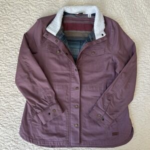 LL Bean BeanFlex Utility Jacket Women's Large Lined Full Zip Sherpa Collar Mauve